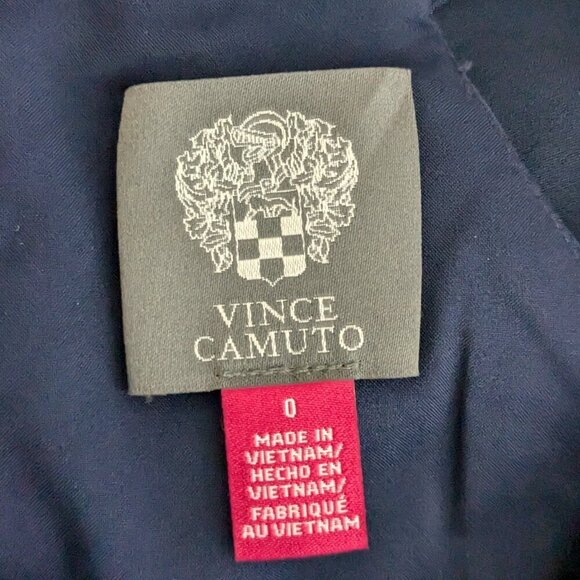 VINCE CAMUTO Navy Blue Knee Length Halter Formal Evening Dress; Size 0 - Picture 5 of 7